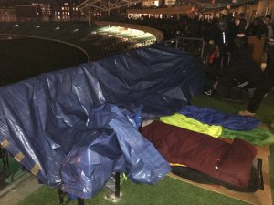 Photo of LandAid sleep out charity event.